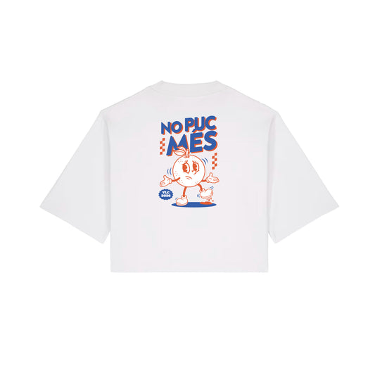 Camiseta Blanca Corta Oversize "No Puc Més"